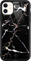 Casimoda® hoesje - Geschikt voor iPhone 11 - Marmer Zwart - Luxe Hard Case Zwart - Backcover telefoonhoesje - Zwart