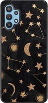 Casimoda® hoesje - Geschikt voor Samsung Galaxy A32 5G - Counting The Stars - Zwart TPU Backcover - Sterren - Bruin/beige