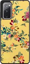 Casimoda® hoesje - Geschikt voor Samsung Galaxy S20 FE - Bloemen geel flowers - Zwart TPU Backcover - Bloemen - Geel
