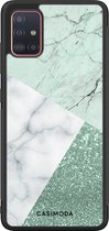 Casimoda® hoesje - Geschikt voor Samsung Galaxy A51 - Minty Marmer Collage - Zwart TPU Backcover - Marmer - Mint