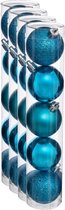20x stuks kerstballen turquoise blauw glans en mat kunststof diameter 5 cm - Kerstboom versiering