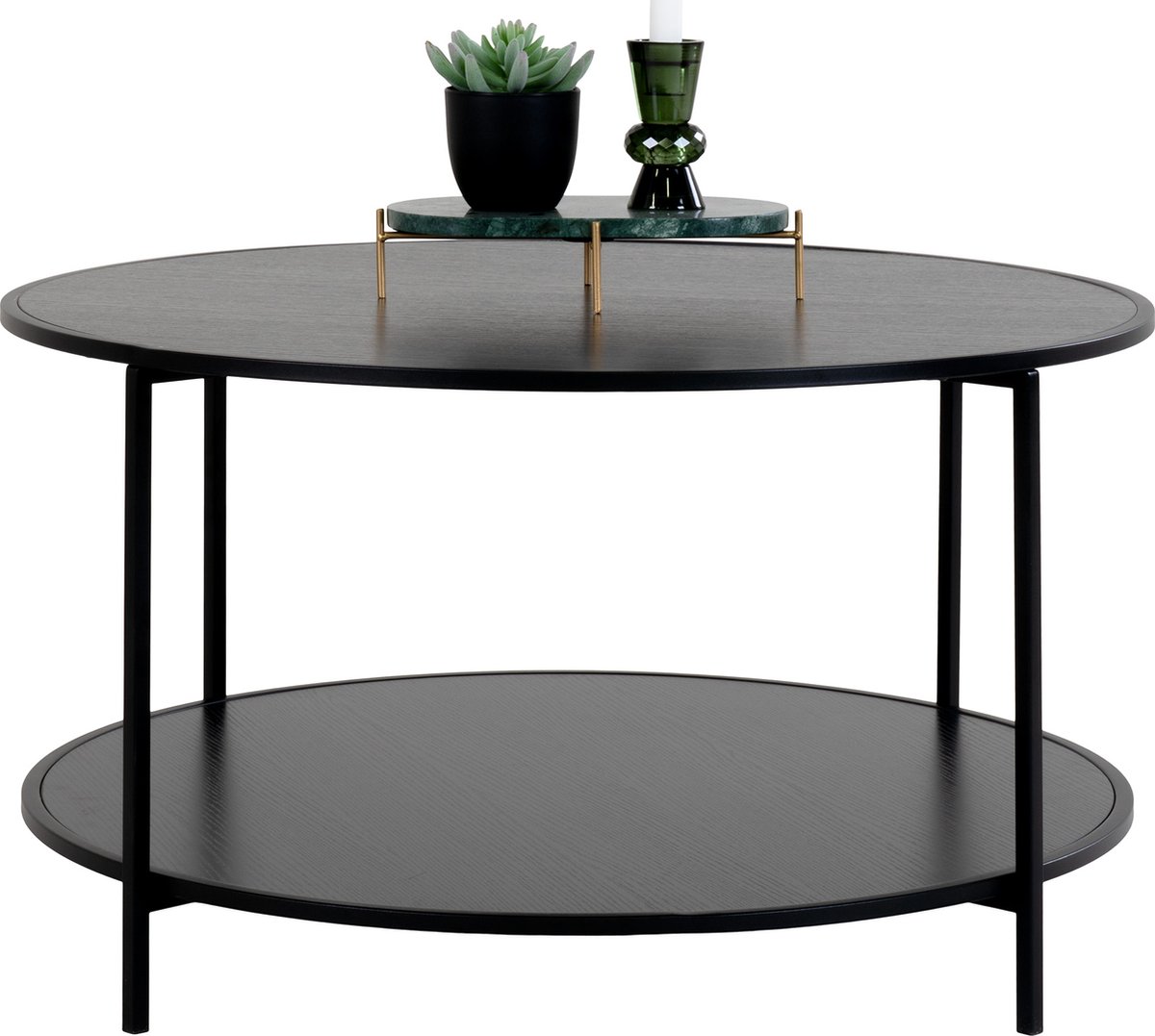 House Nordic Salontafel Metaal Zwart - Rond - Ø80cm - Spaanplaat - Tafel Vita