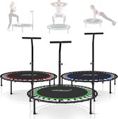 Fitness trampoline met handgreep - Mini trampoline - Kleine trampoline - Trampoline fitness - Volwassenen - 101 cm - 80 kg - Zwart - Groen