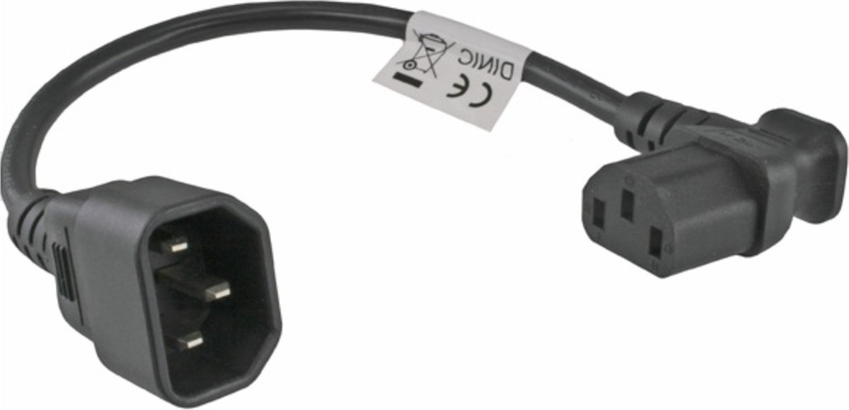 C13 (haaks/links) - C14 stroomkabel voor UPS/PDU - 3x 0,75mm / zwart - 0,30 meter