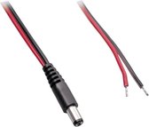 DC plug (m) 5,5 x 2,1mm stroomkabel met open einde - max. 3A / zwart/rood - 0,50 meter