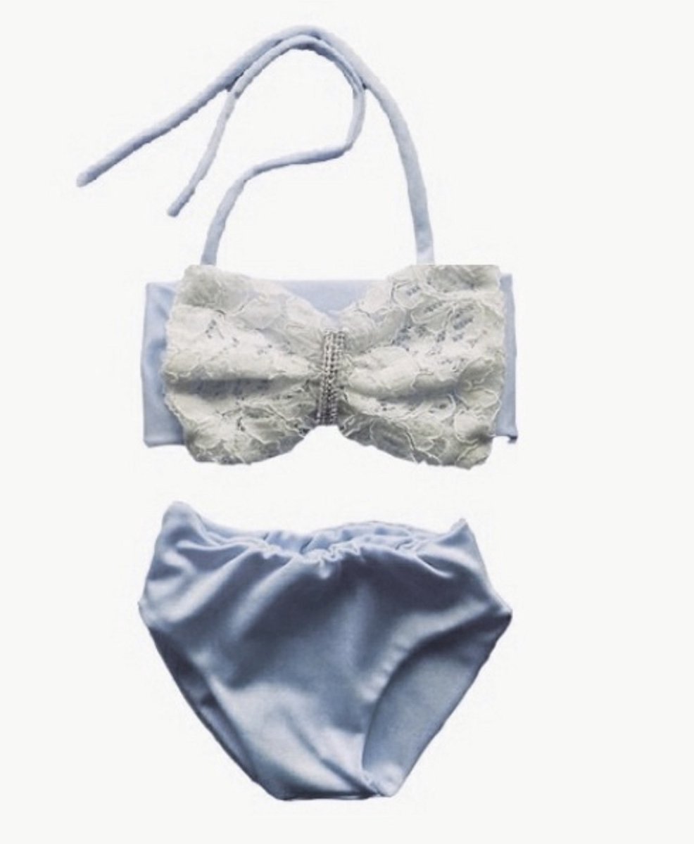 Maat 134 Bikini zwemkleding Wit kant badkleding met strik voor baby en kind zwem kleding