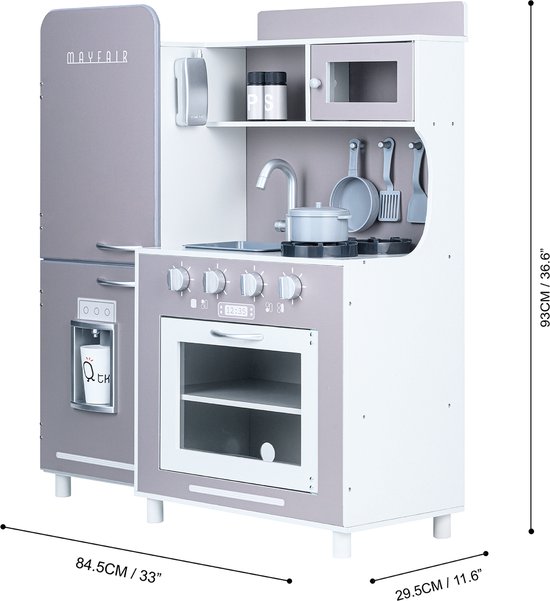 Teamson Kids Retro Houten Speelkeuken Met Accessoires - Kinderspeelgoed - Rollenspel Speelgoed - Grijs van Teamson Kids — afbeelding 3