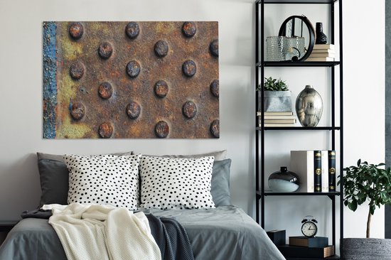 Peinture sur Toile Industrielle - Diamond Plate - Rouille - 140x90 cm - Décoration murale