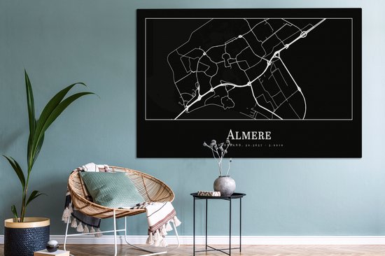 Tableau sur toile Carte de la ville - Almere - Carte - Plan - 180x120 cm - Décoration murale XXL