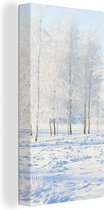 Canvas Schilderij Sneeuw - Bomen - Winter - 40x80 cm - Wanddecoratie