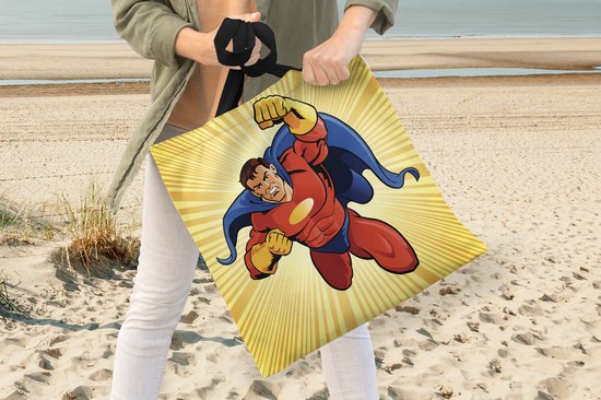 Sac bandoulière MuchoWow® - Sac de plage - Grand cabas - Sac shopping - Illustration d'un super-héros - Garçons - Petit garçon - Enfants - Enfant - 40x40 cm - Sac en coton