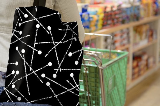Sac Bandoulière - Sac De Plage - Motif Shopper - Épingles - Zwart Wit - 40x50 cm - Sac Coton