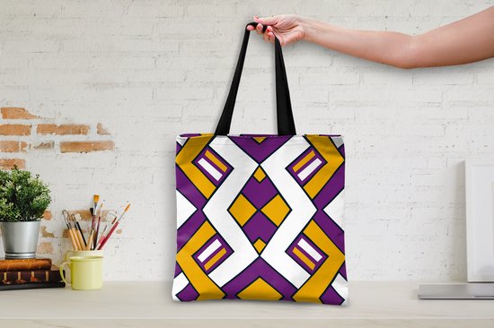 Sac à Bandoulière - Sac de Plage - Design Shopper - Ligne - Rétro - 40x40 cm - Sac en Coton