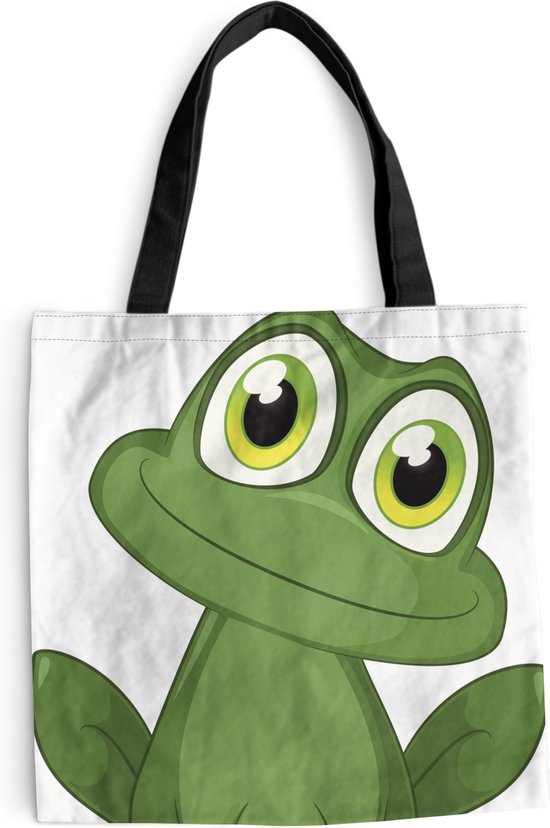Sac bandoulière - Sac de plage - Shopper Grenouille - Amusant - Wit - 45x45 cm - Sac en coton