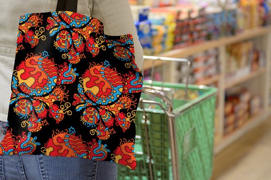MuchoWow® Sac bandoulière - Sac de plage - Big Shopper - Sac shopping - Dragon - Motifs - Ancien et Nouveau - 45x45 cm - Sac en coton