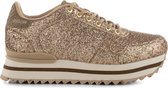 Woden - Dames schoenen - Ydun Glitter Plateau - Beige - maat 37