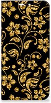 Bookcase Cadeau voor Oma Geschikt voor Samsung Galaxy A23 Telefoonhoesje Gouden Bloemen