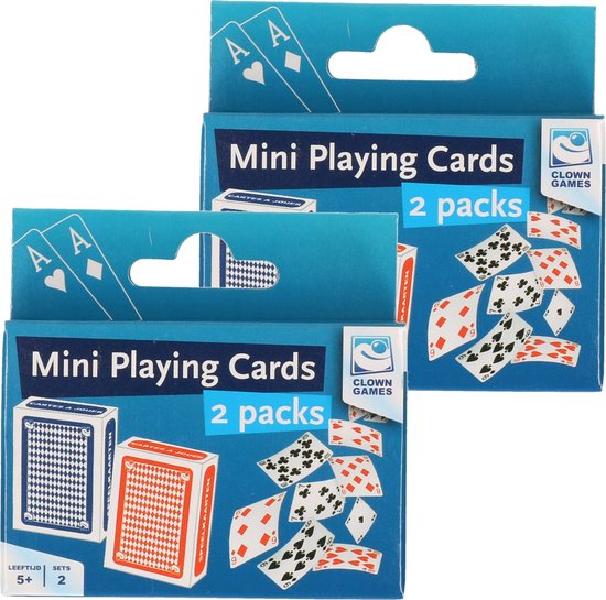 Thumbnail van een extra afbeelding van het spel Set van 4x mini clown games speelkaarten rood en blauw - Kaartspellen - Reisspelletjes