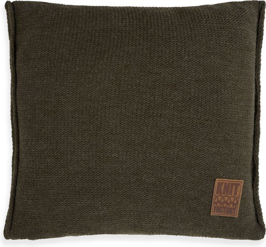Knit Factory Uni Sierkussen - Groen - 50x50 cm - Kussenhoes inclusief kussenvulling
