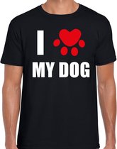 I love my dog honden t-shirt zwart - heren - Honden liefhebber cadeau shirt XL