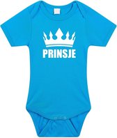 Prinsje met kroon baby rompertje blauw jongens - Kraamcadeau - Babykleding 92