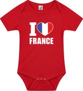 I love France baby rompertje rood jongens en meisjes - Kraamcadeau - Babykleding - Frankrijk landen romper 56