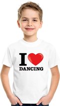 Wit I love dancing t-shirt kinderen 146/152