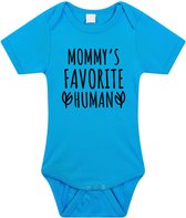 Mommys favourite human tekst baby rompertje blauw jongens - Kraamcadeau/ Moederdag - Babykleding 56