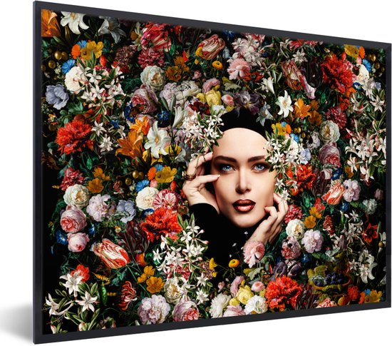 Cadre photo avec affiche - Bloem - Femme - Portrait - Botanique - 80x60 cm - Cadre pour affiche