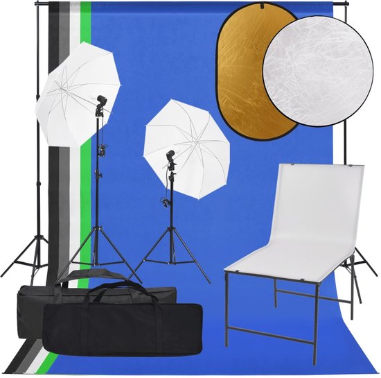 Andoer Fotostudio Set, 2M x 3M Hintergrund Stützsystem Greensreen Set, Softbox Studio Beleuchtungsset mit 5600K Glühbirne, Weißer Soft Light Umbrella, Fotolampes für Produkt Porträt Video Fotografie