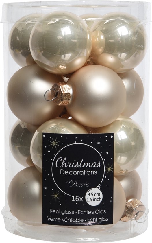 Decoris Kerstballen glas D3.5cm mix parel dia3.50cm