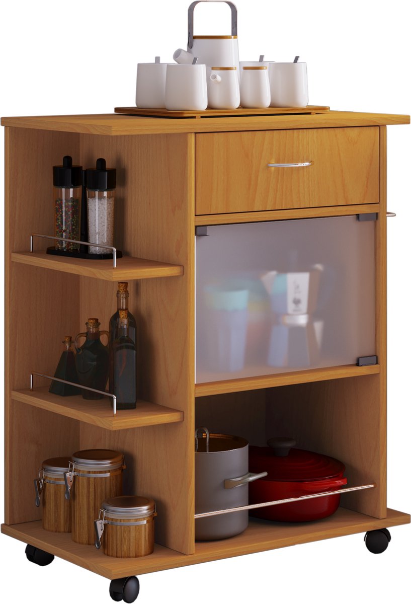 Vcm - Keukenmeubels Serveerwagen - Pocis H. 80 X B. 65 X T. 39 Cm Houtmateriaal