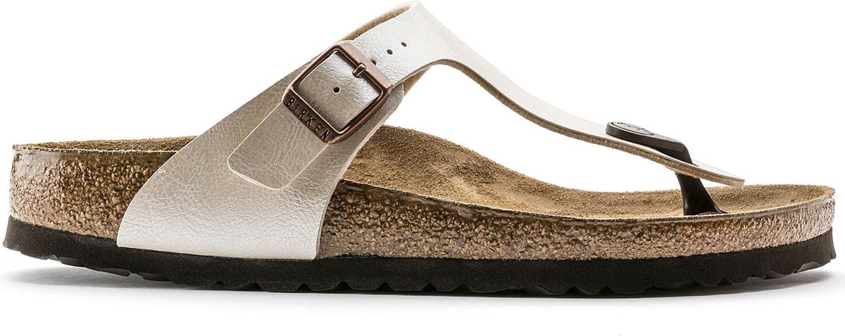Birkenstock Gizeh Dames Slippers Graceful Pearl Narrow-fit Imitatieleer 943873 Wit
