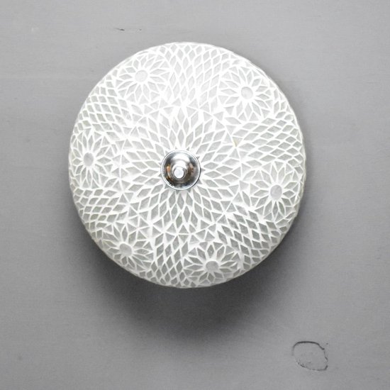 Oosterse mozaïek plafondlamp Turkish Design | 2 lichts | grijs | glas / metaal | Ø 38 cm | eetkamer / woonkamer / slaapkamer | sfeervol / traditioneel / modern design