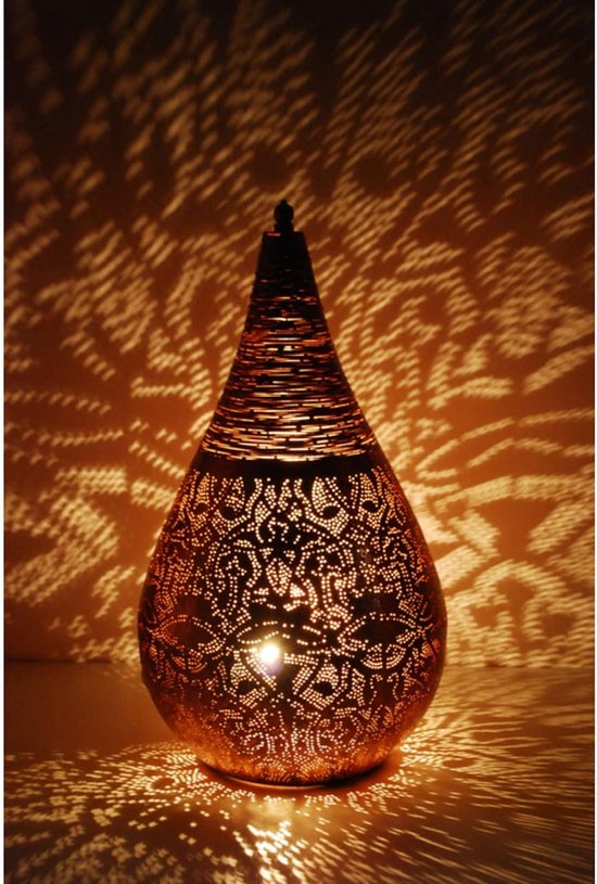 Lampe à poser orientale en métal ø30cm Filigrain Drop Design cuivre |  bol.com