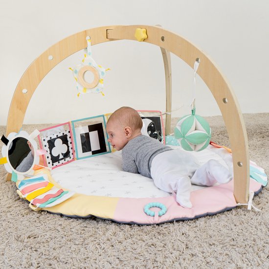 Oh My Baby® Montessori Speelkleed - Babygym met duurzame FSC Houten Bogen - Speelmat voor Baby's 0 jaar - Play Gym Speelgoed - Pasgeboren Baby Cadeau van Oh My Baby — afbeelding 3