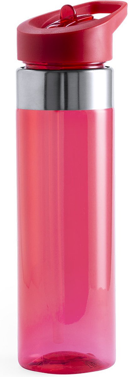 Drinkfles/waterfles 650 ml rood van kunststof met draaidop en eenvoudige opening - Sport bidon - Waterflessen