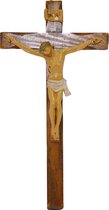 Jezus aan kruis beeld voor aan de muur 25 x 13 cm - Religieuze beelden/beeldjes