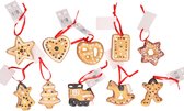 Kersthangers set van 10 stuks kerstkoekjes ornamenten 5 cm - Kerstboomversiering / kerstornamenten