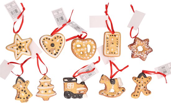 Kersthangers set van 20x gingerbread / kerstkoekjes ornamenten 5 cm - Kerstboomversiering/kerstornamenten