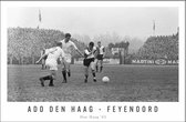 Walljar - Poster Feyenoord met lijst - Voetbal - Amsterdam - Eredivisie - Zwart wit - ADO Den Haag - Feyenoord '63 II - 13 x 18 cm - Zwart wit poster met lijst