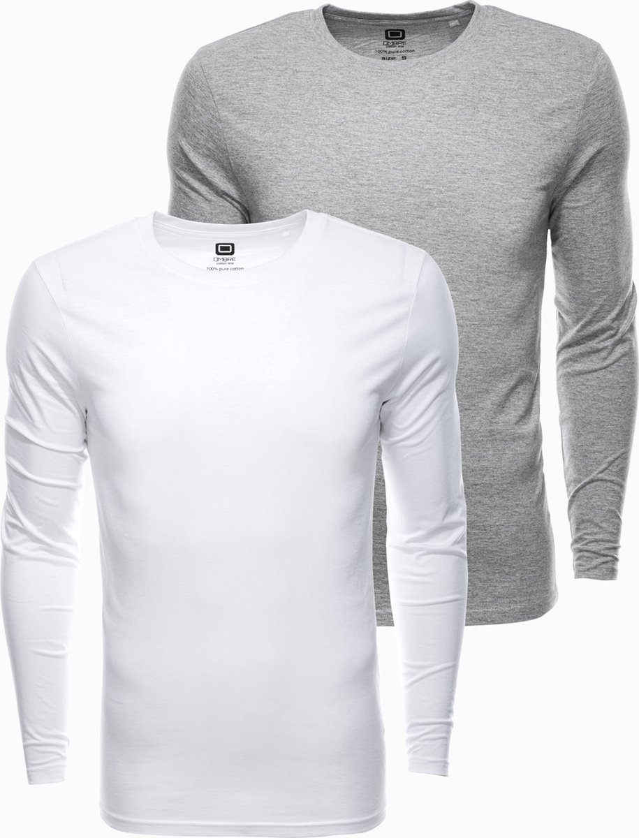 Heren effen longsleeve - mix 2-pack V1 Z43