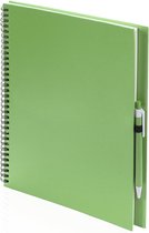 Luxe Schetsboek/tekeningenboek 80 vellen - groen - harde kaft - A4 formaat - blanco papier - inclusief pen
