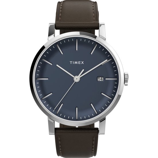 Timex Midtown TW2V36500 Horloge - Leer - Bruin - Ø 38 mm