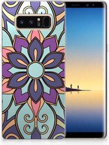 Coque Téléphone pour Samsung Galaxy Note 8 PU Silicone Etui Bumper Gel Fleur Mauve
