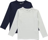 Dirkje Unisex Shirts Lange Mouwen (2stuks) Wit en Blauw - Maat 98