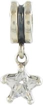 Quiges - 925 - Zilveren - Bedels -Sterling zilver - Beads - Zirkonia Ster Hanger Kraal Charm - Geschikt – voor - alle bekende merken - Armband Z269