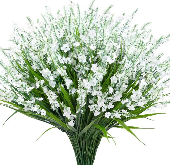 Kunstlavendel Bloemen - Zijden Bloemen - Buiten Decoratie - UV-Bestendig - 20 Stuks 40cm - Wit