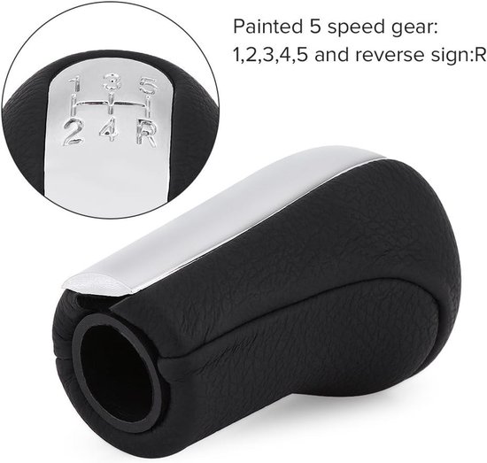 Schakelknop 5 Versnellingen - Versnellingspook Adapter - Comfortabel Rijden - Ergonomisch Design - 80 x 50 mm - Zwart/Zilver van Merkloos — afbeelding 4