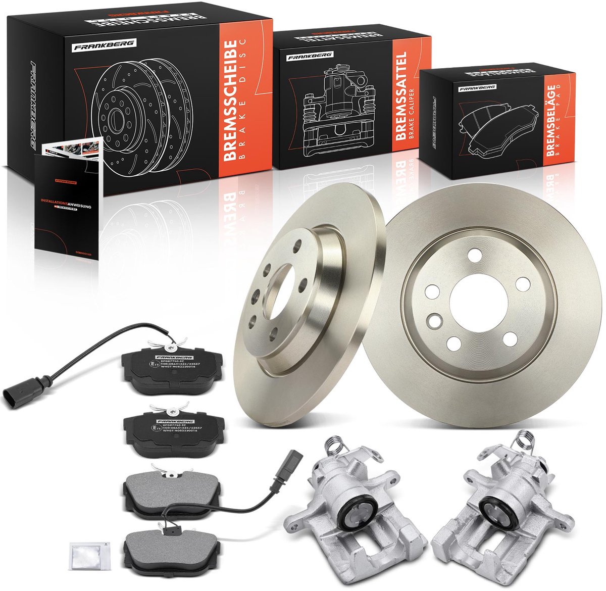 Frankberg 2x Remklauw+2x Remmen+4x Remblokken Achter voor VW